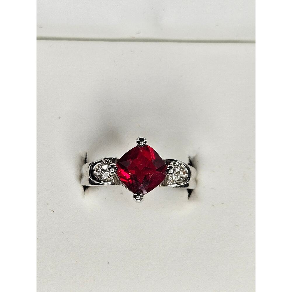 Premier Jewelry Ring Silver and Ruby Costume Jewelry Size 7